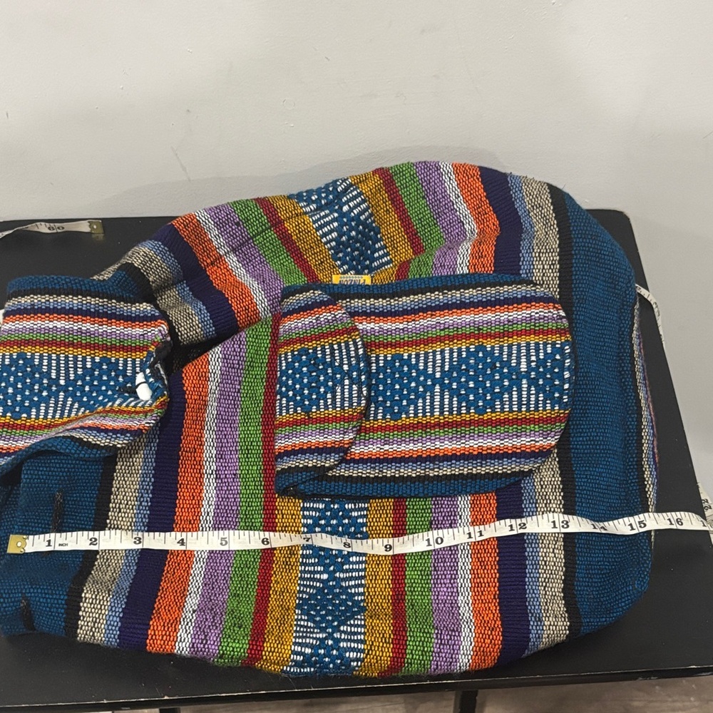 Pinzon Aztec Woven Drawstring Boho Hippie Colorful Backpack - Picture 8 of 10